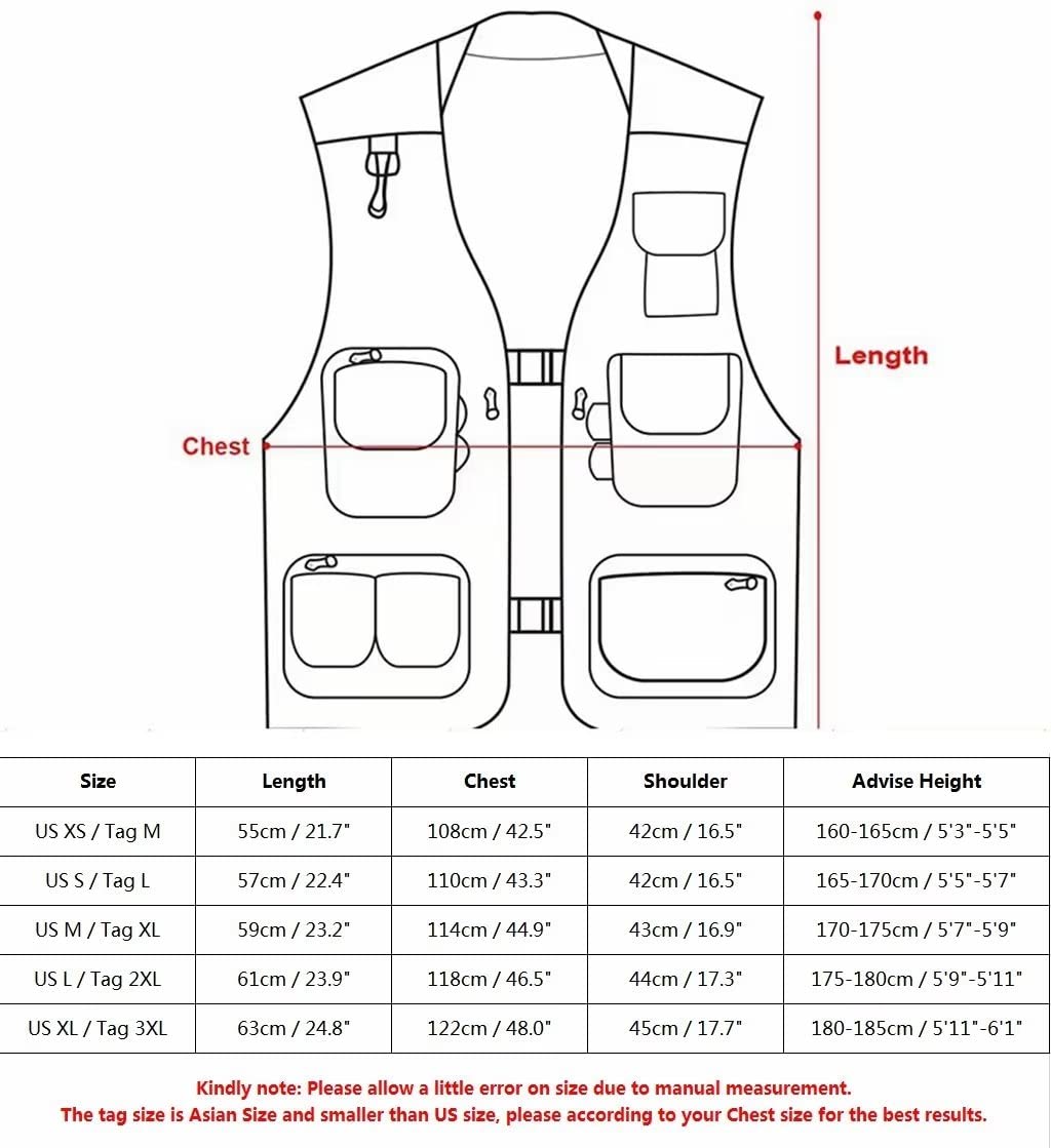 Rizanee Fishing Vest Men's Sz M Mesh Breathable Multi-Pocket Vest Outdoor - Opticdeals