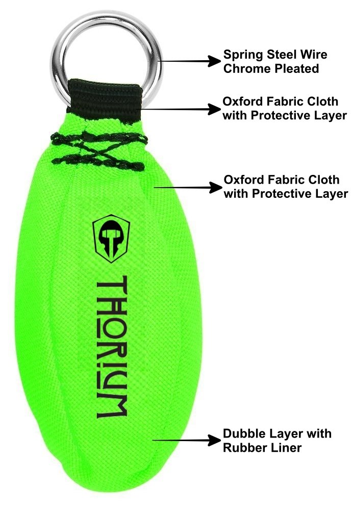 THORIUM Multi-Layer Outdoor Slingshot Launcher Arborist Throw Weight Bag Pouch - Bright Green 12oz / 340g - Opticdeals