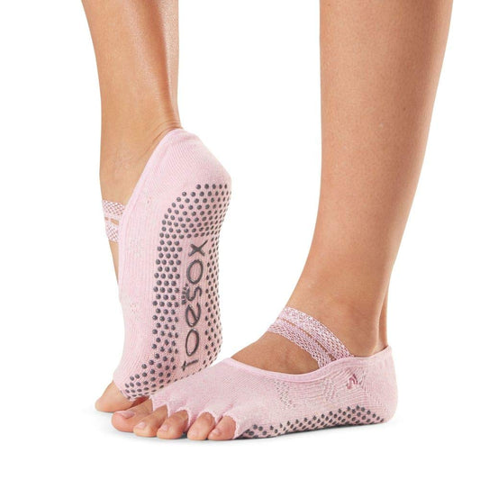 toesox Grip Pilates Barre Socks Half Toe, Medium, Allure - Opticdeals