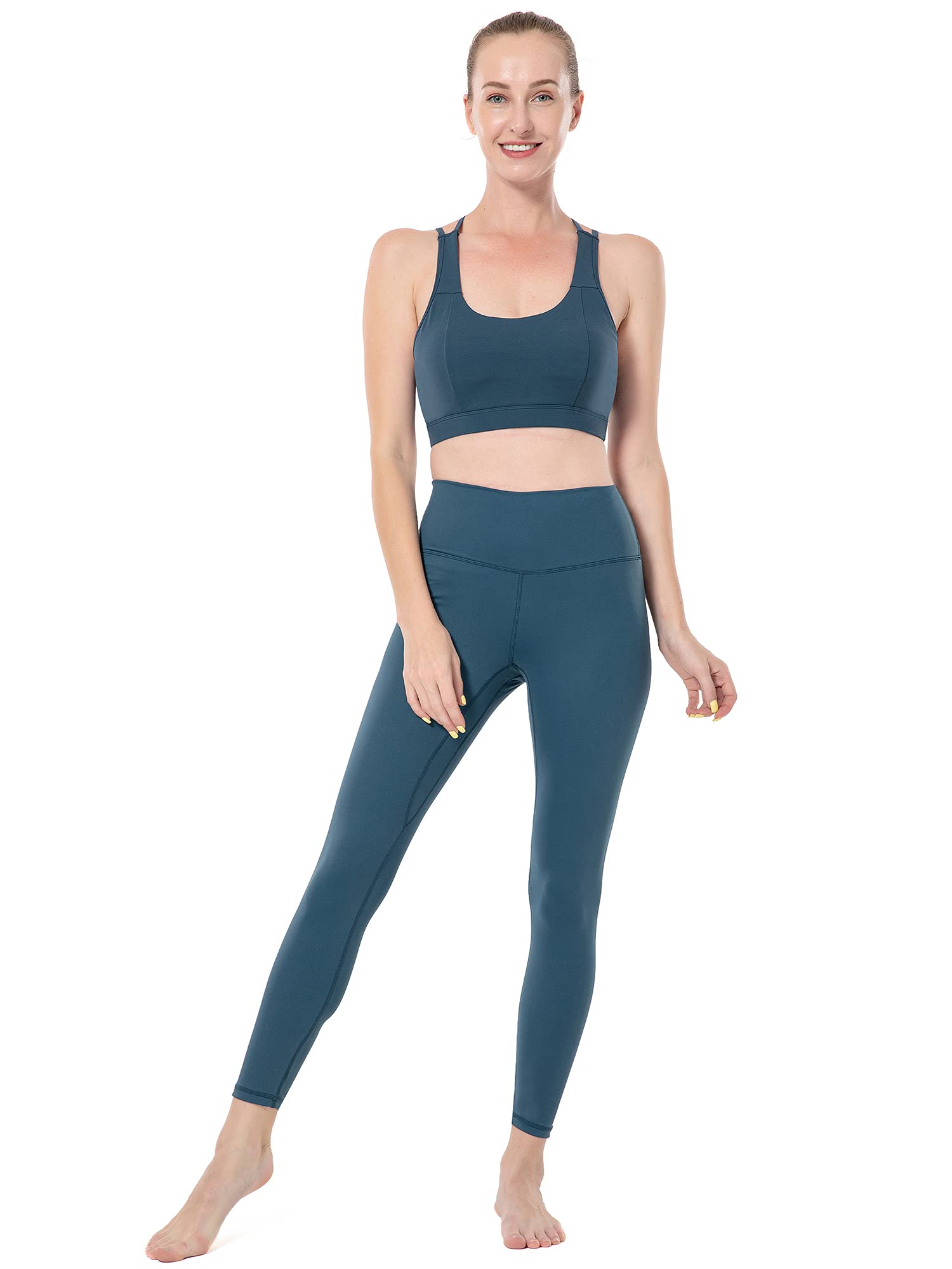 Yoga Pants Seamless Leggings Size M High Waist Workout Pants With Inner Pockets, - Opticdeals