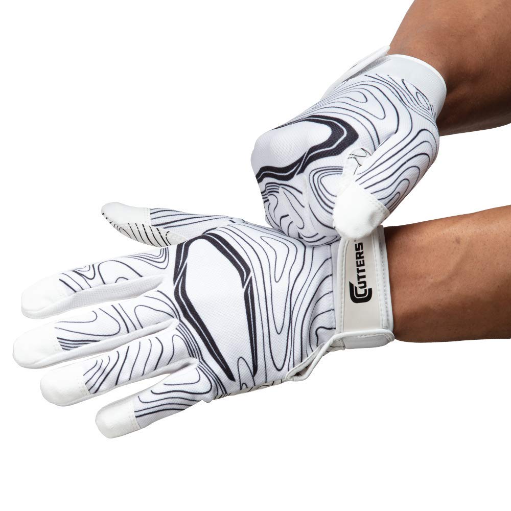 Cutters Game Day Receiver Glvs White Topo L/XL, Adult: L/XL - Opticdeals