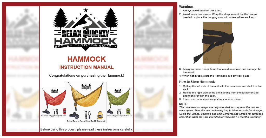Camping Hammock - Portable Hammock Accessories w/Tree Straps - Opticdeals