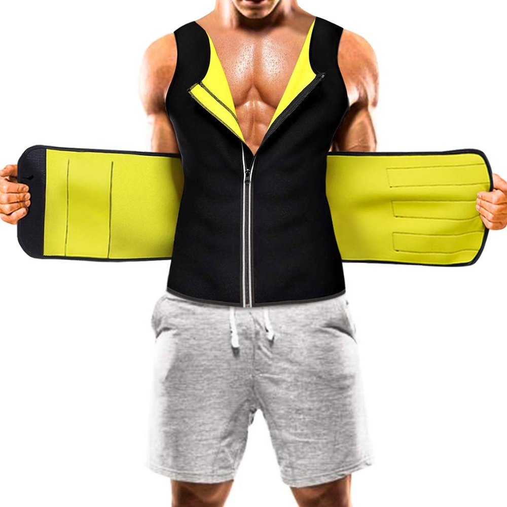 ZOME Mens Sauna Suit Waist Trainer Vest Hot Sweat Neoprene Body Shaper Tummy - Opticdeals