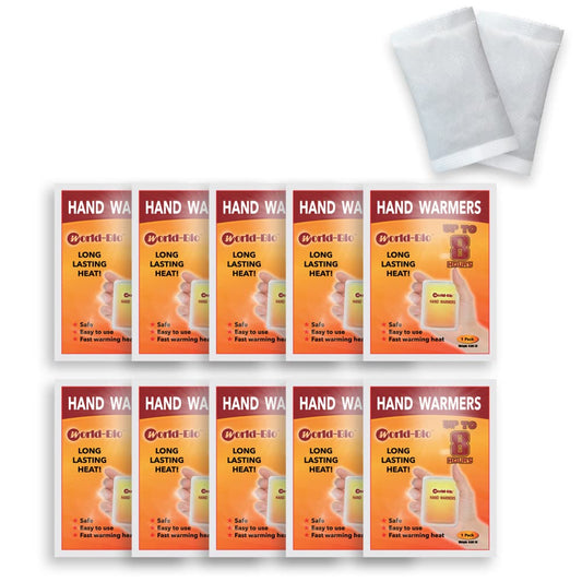 WORLD-BIO Hand Warmers Disposable - Hot Pack for Body Hands 20 Packs - Air Activated Hand Warmer Pack Long Lasting for 8 Hours Warm - Heat Packets for Hands and Feet - Opticdeals