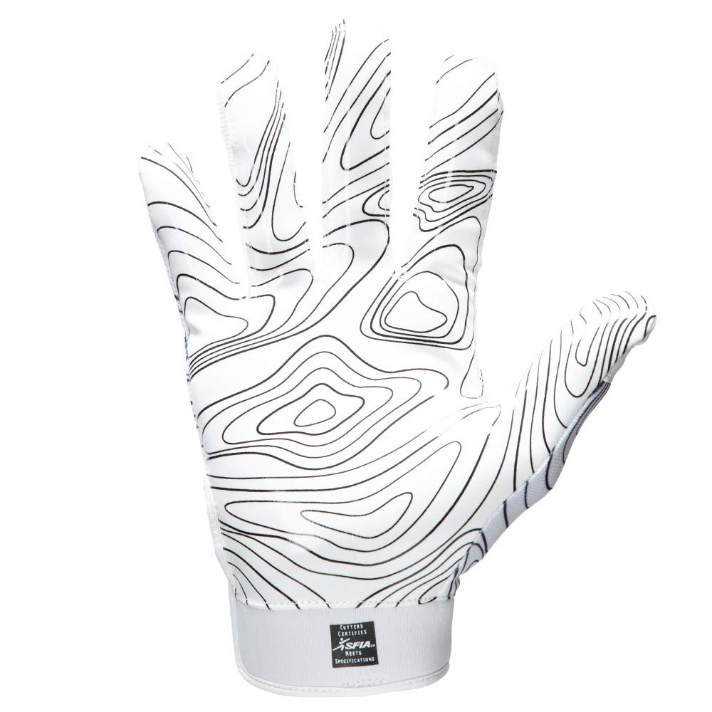 Cutters Game Day Receiver Glvs White Topo L/XL, Adult: L/XL - Opticdeals