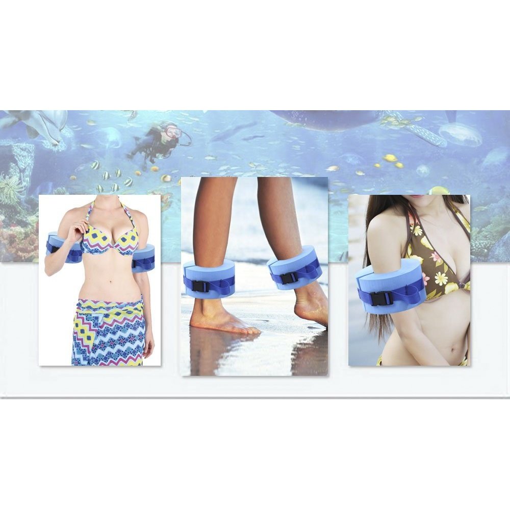 Foam Swim Aquatic Cuffs, Water Aerobics Float Ring Fitness Exercise Set, Ankles - Opticdeals