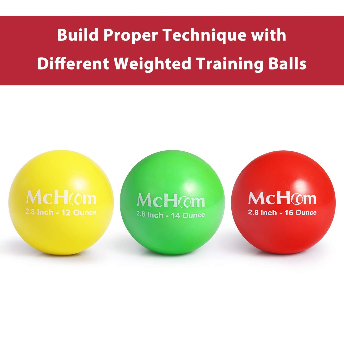 McHom 2.8in Weighted Practice Baseballs  9-Pack  OF 12, 14 and 16 oz Balls | - Opticdeals