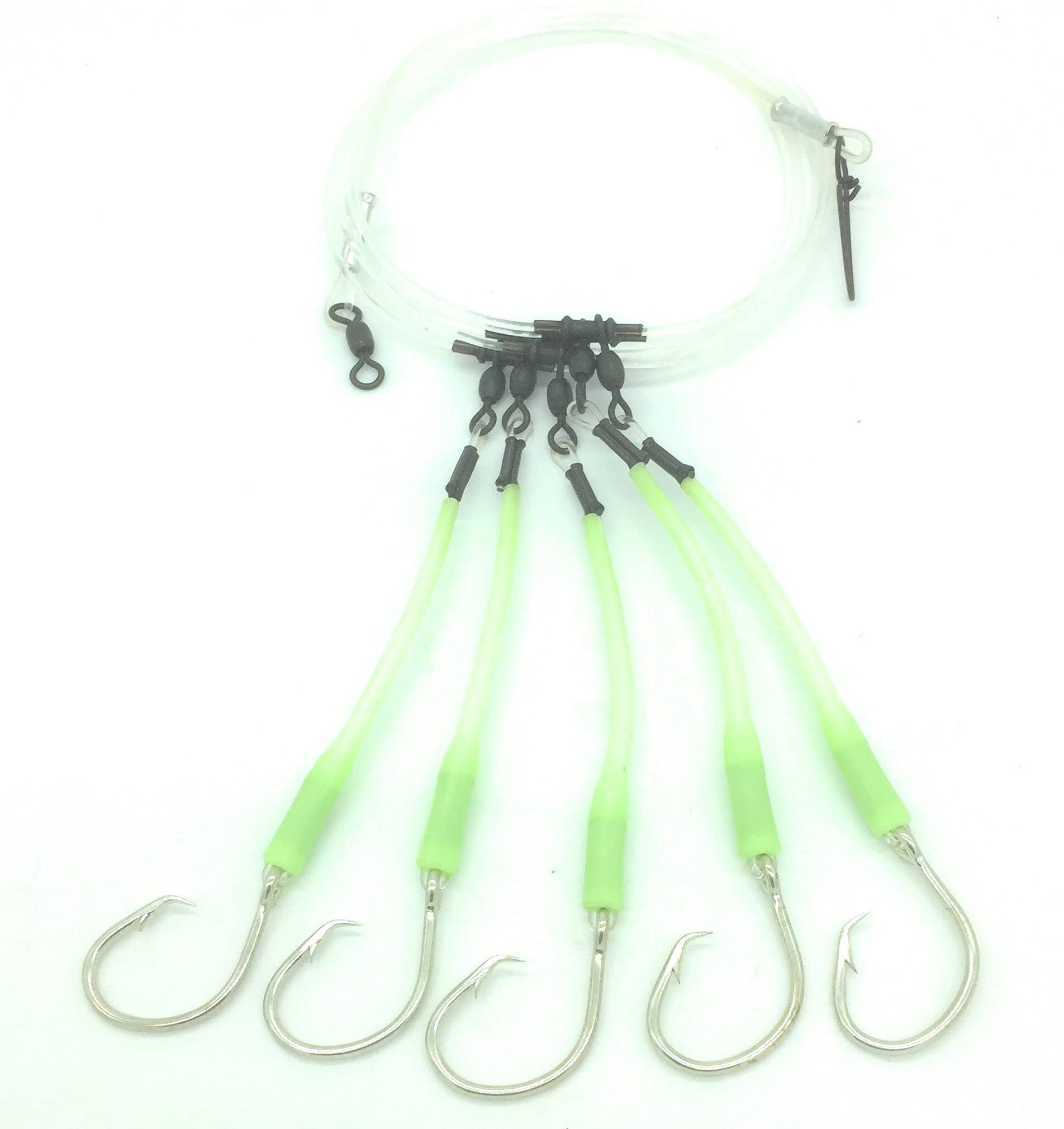 Deep Drop Tilefish Rig, 5 Mustad Circle Hooks with Glow Sleeve (10/0) - Opticdeals