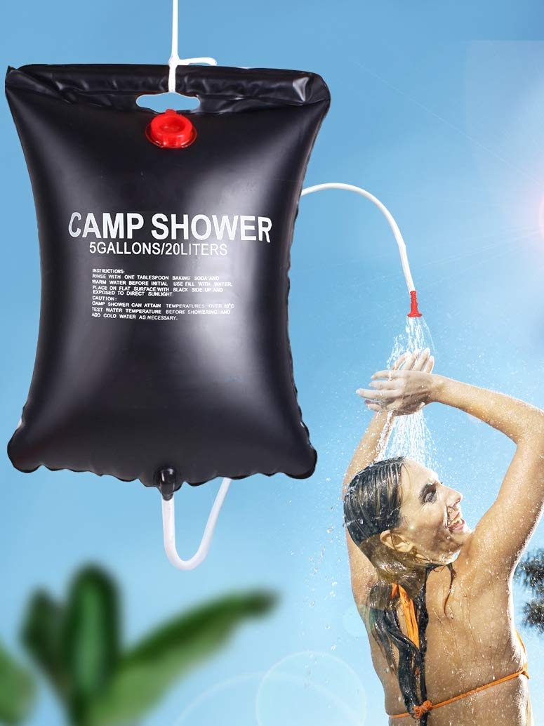 NC Solar Shower Bag Camping Shower 5 gallons/20L Solar Heating Bag with Removable Hose and On-Off Switchable Shower Head for Outdoor Hiking Climbing Bathing Bag - Opticdeals