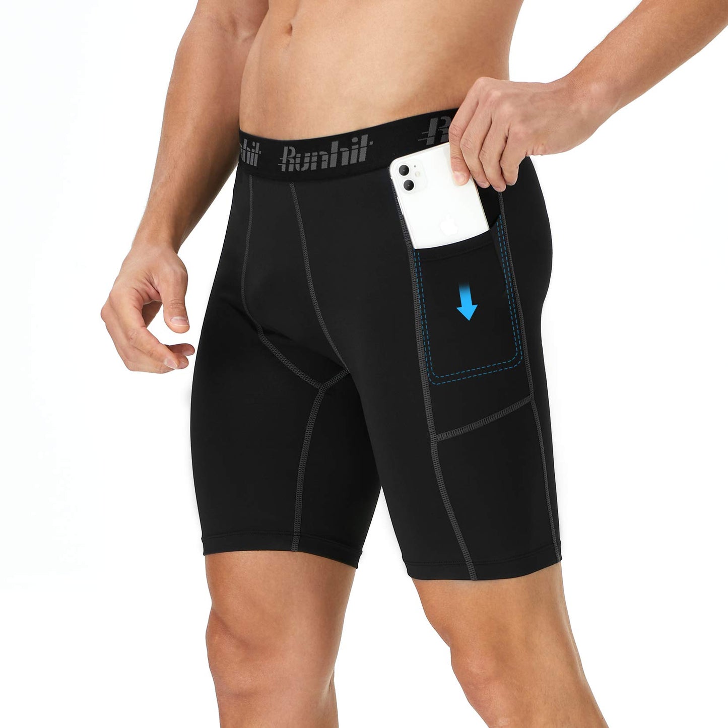 Runhit Men's Compression Shorts with Pockets(3 Pack),Tights Spandex Shorts - Opticdeals