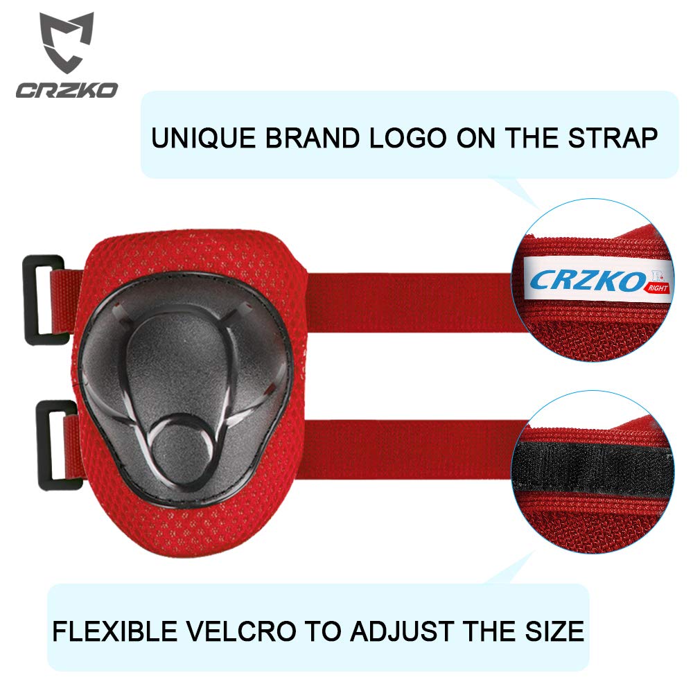 CRZKO Kids/Teenager Protective Gear, 3-15 Years Knee Pads and Elbow Pads 6 in 1 Set with Wrist Guard and Adjustable Strap for Rollerblading Skateboard Cycling Skating Bike Scooter - Opticdeals