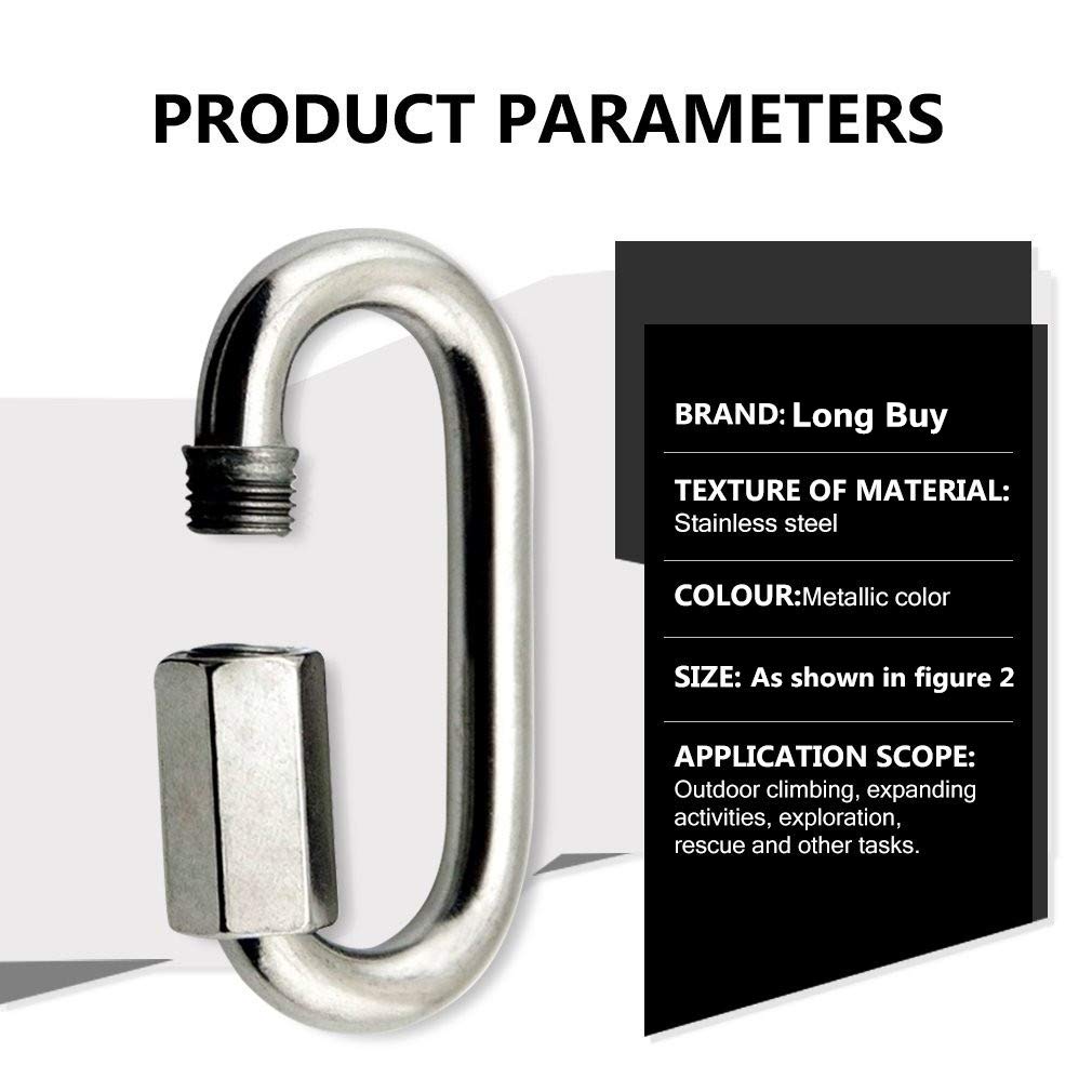 Stainless Steel D Shape Locking Carabiner1/8" 18Pack Quick Link Chain Connector - Opticdeals