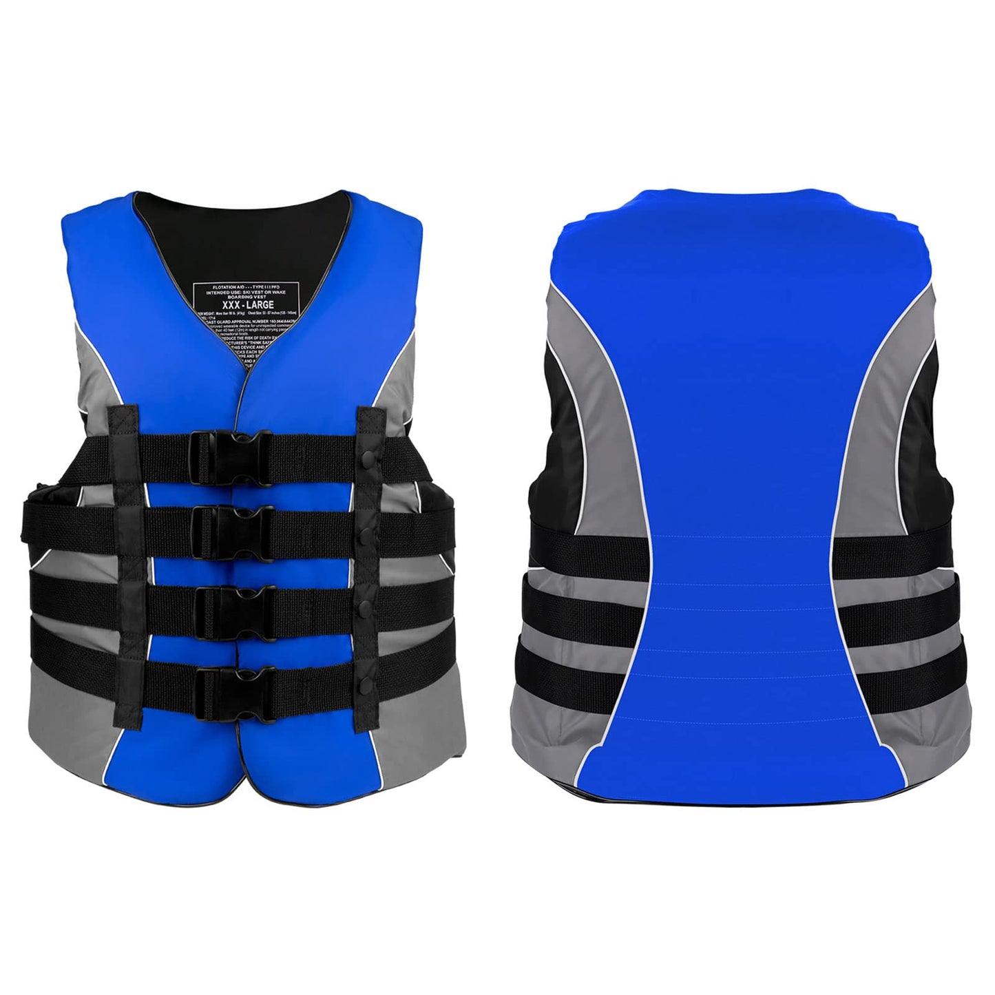 XGEAR Adult USCG Life Jacket Vest Water Sports (Blue, XXL) - Opticdeals