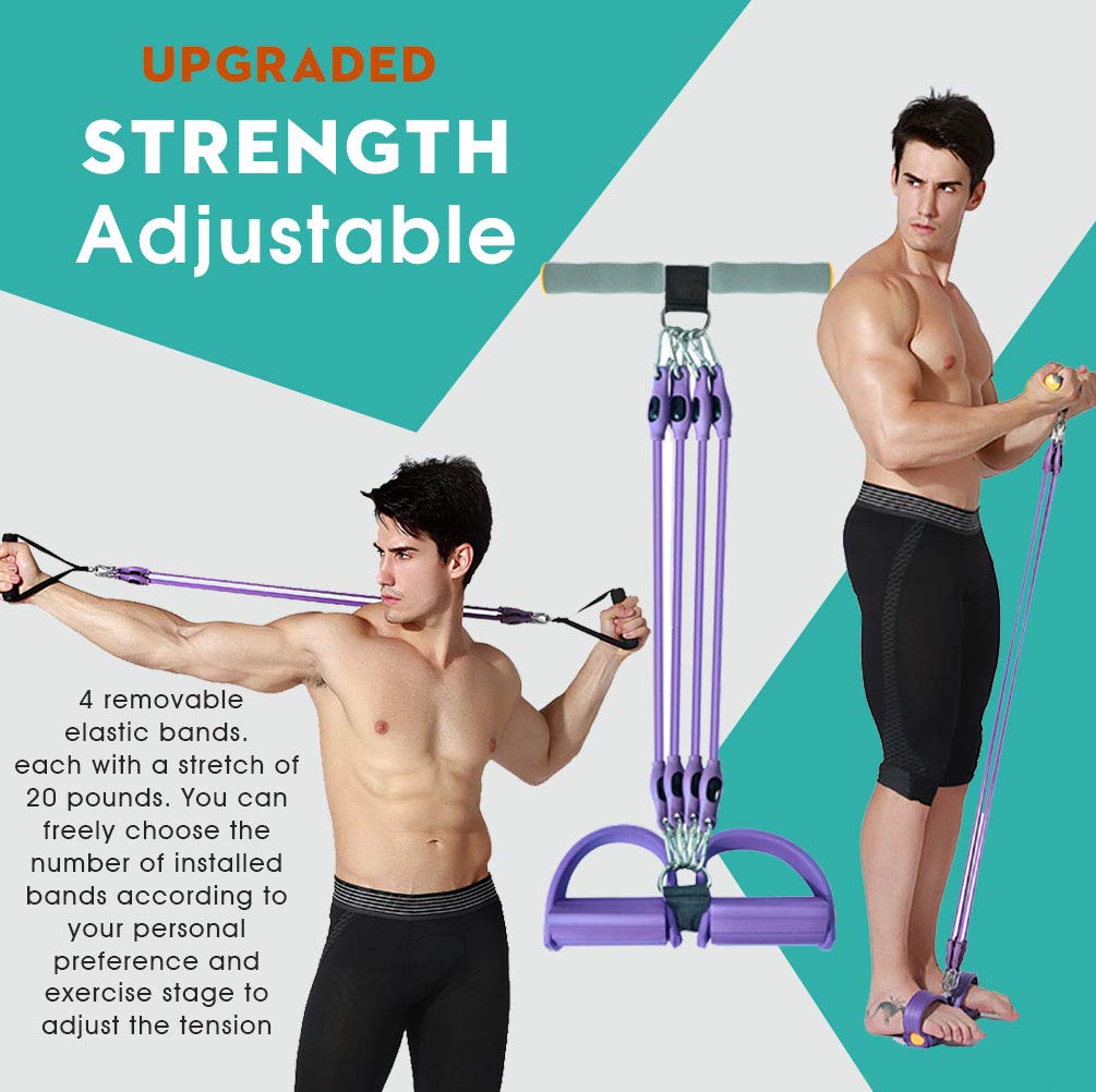 Resistance Bands Set Elastic Sit Up Rope Full-Body Workout"  Purple, for - Opticdeals