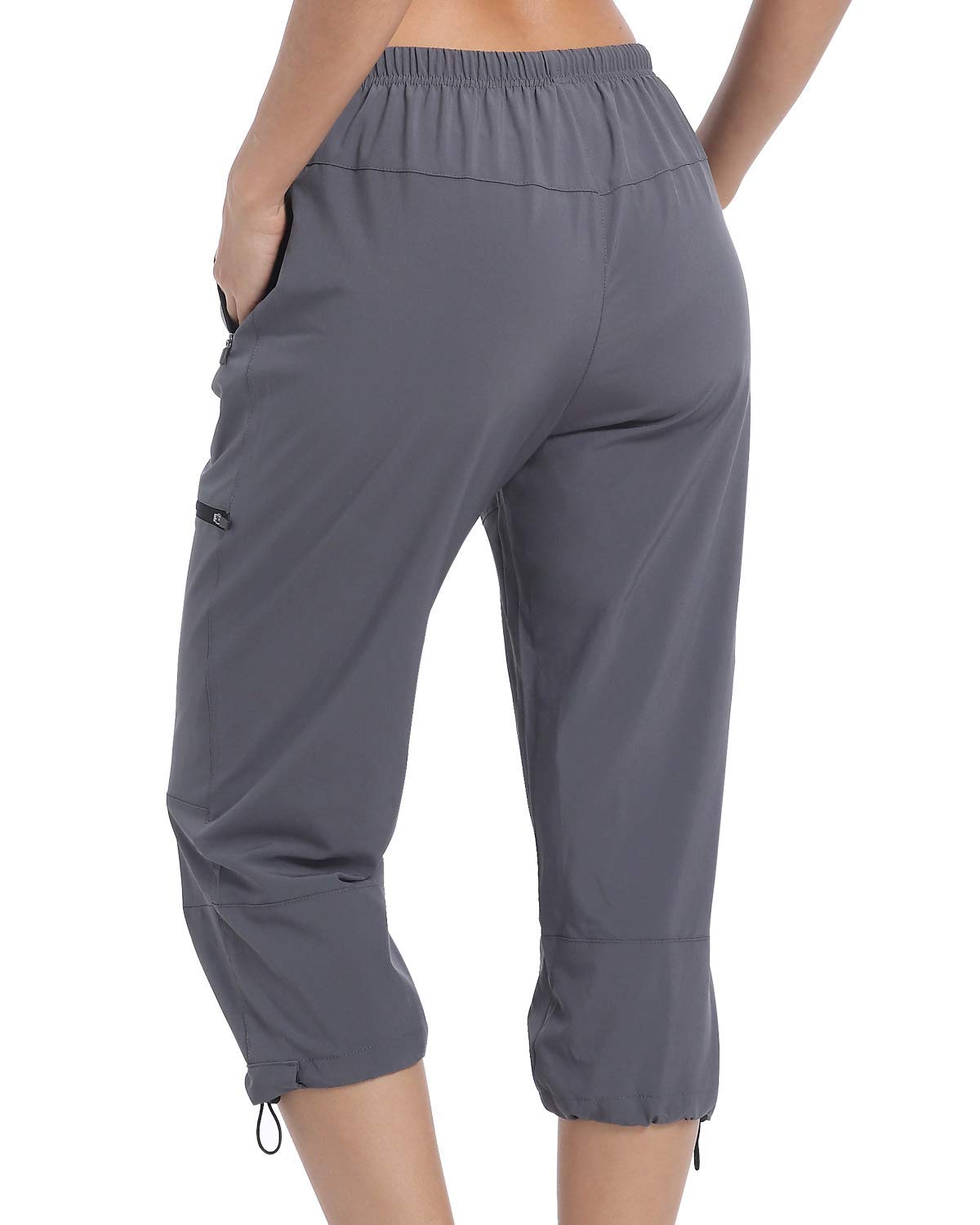 VAYAGER Womens Hiking Capri Pants Grey Sz XXL  Loose-Fit with Zipper Pockets - Opticdeals