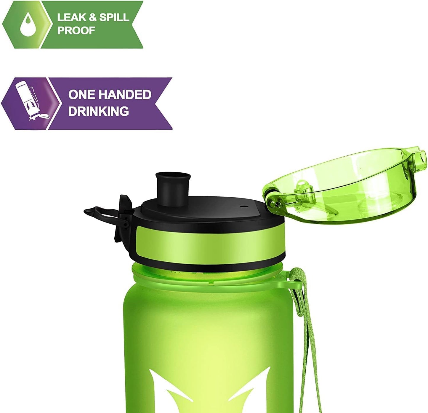 Super Sparrow Water Bottle - 12 oz  Green BPA & Toxic Free Tritan Water Bottles - One Touch Opening - Leak-proof Plastic Bottle - Kids Water Bottle for Office, Gym, Outdoor, Sports - Opticdeals