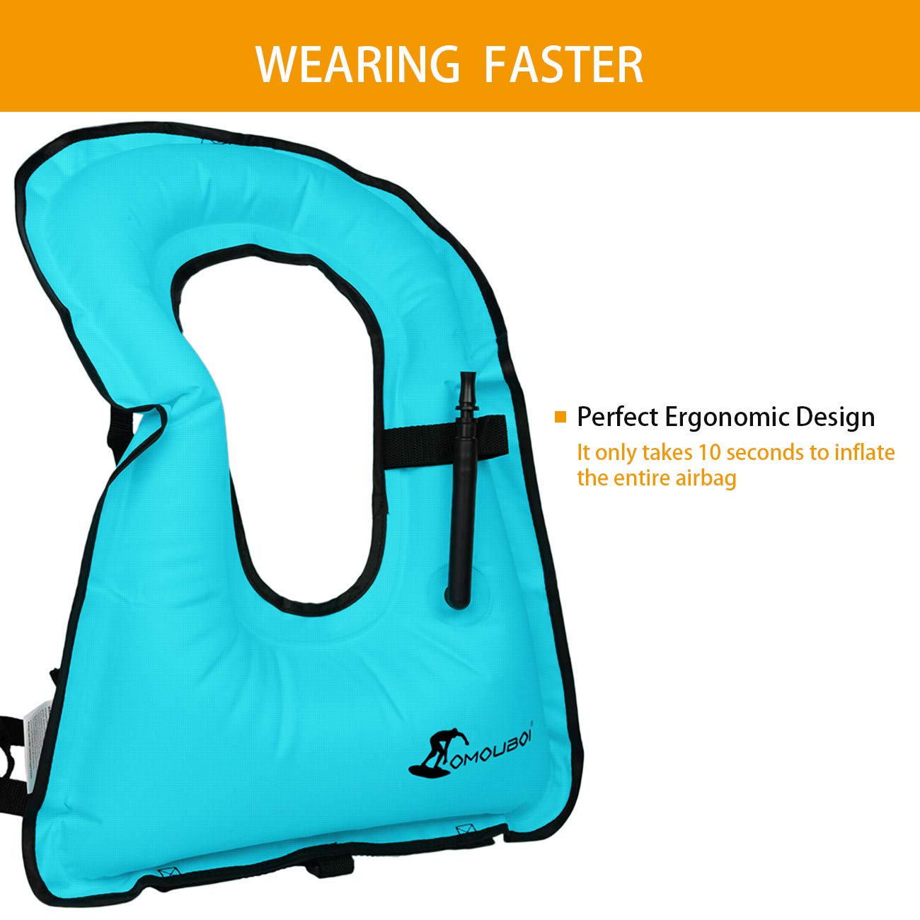 OMOUBOI Inflatable Snorkel Vest for Adults Women Men, Snorkeling Jackets Vests - Opticdeals