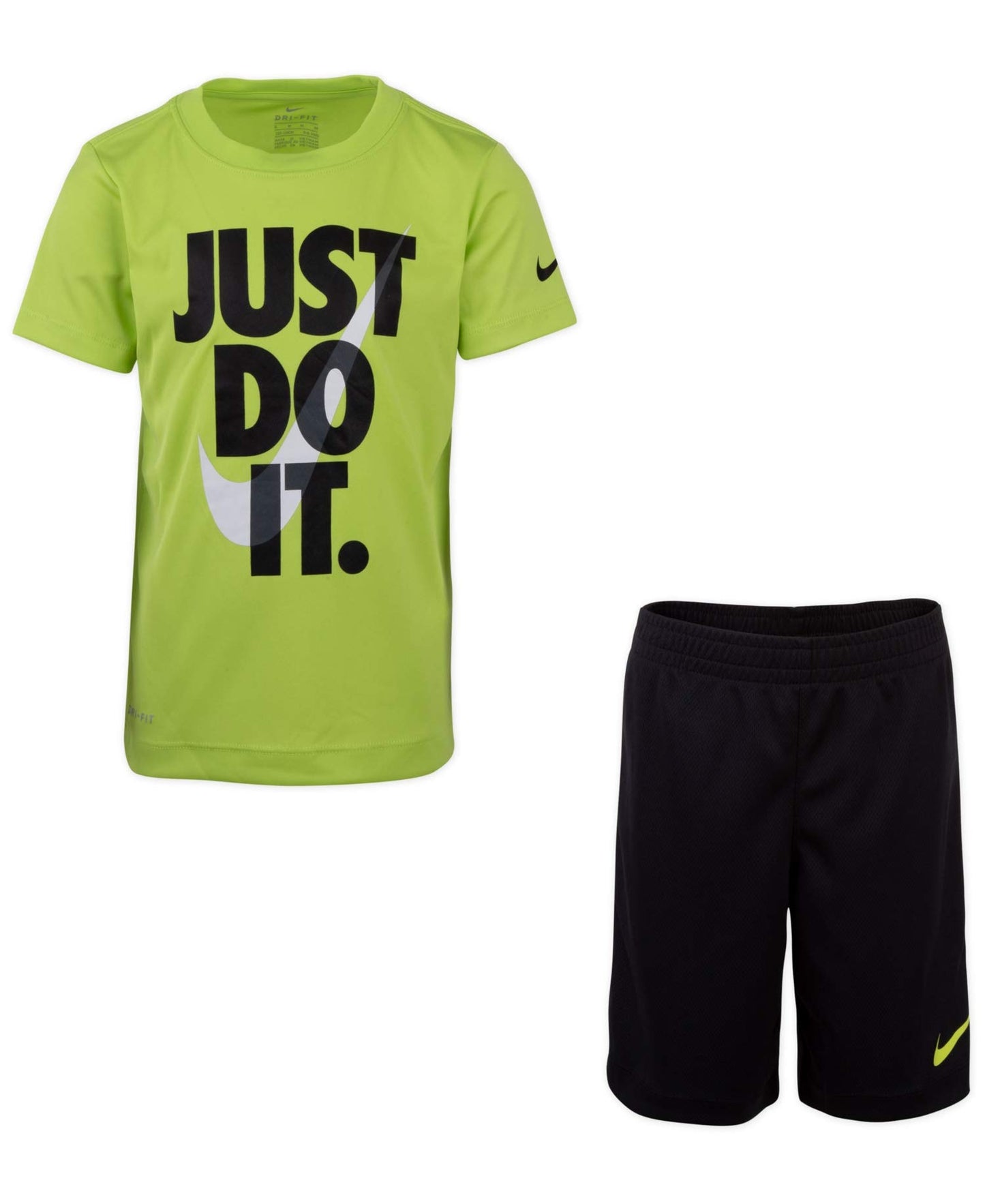Nike Boy`s Dri-Fit T-Shirt & Shorts 2 Piece Set (Black w Cyber(66F026-KY2),24 Months) - Opticdeals