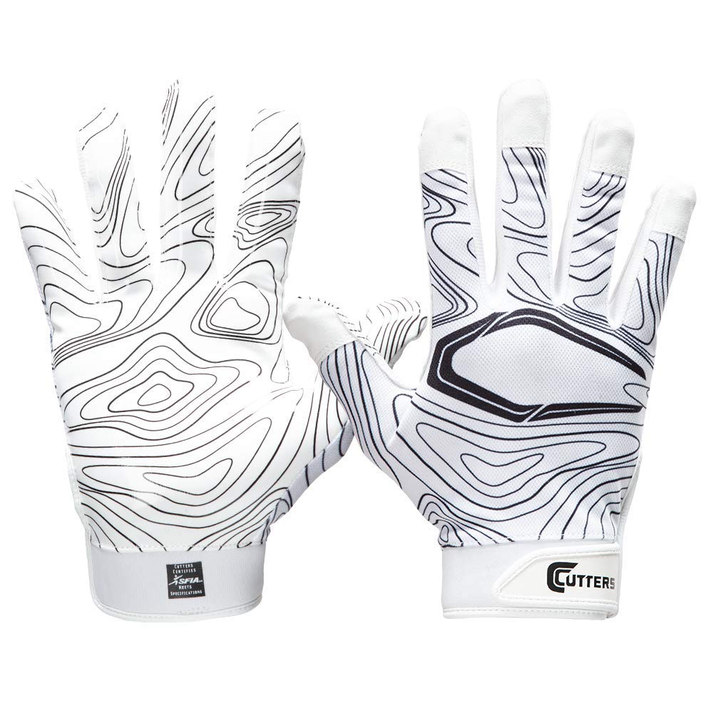 Cutters Game Day Receiver Glvs White Topo L/XL, Adult: L/XL - Opticdeals