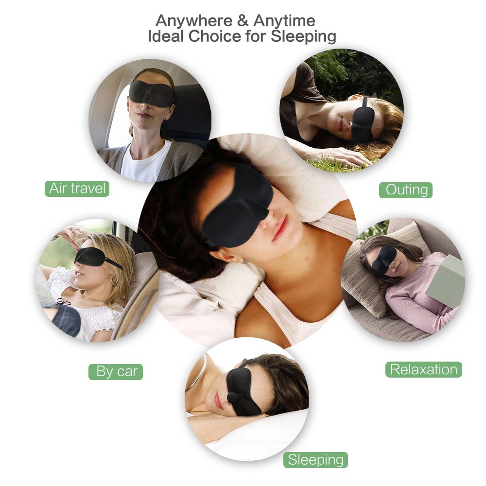 3D Light Blocking Sleep Mask - 2 Pack Comfortable & Lightweight Eyeshade with Adjustable Strap Ear Plugs Carry Pouch for Travel Airplane Naps Blindfold Sleeping Mask for Women Men Father's Day Gift - Opticdeals