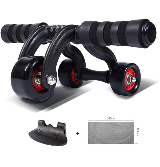 Ab Roller 3Wheel Ab Exercise Equipment With Knee Pad - Opticdeals