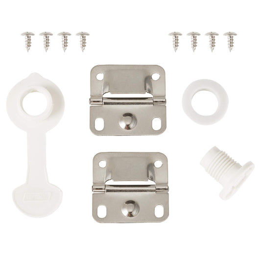 Toptimal Coleman Cooler Replacement Stainless Steel Hinges and Screws and Standard Drain Plug Assembly Set - 1’’ Shaft Length - Opticdeals