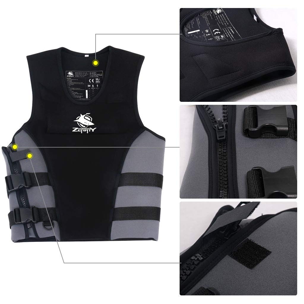 Zeraty Life Jacket Adult Impact Vest Size M Black Ski|CE Proof 50N - Opticdeals