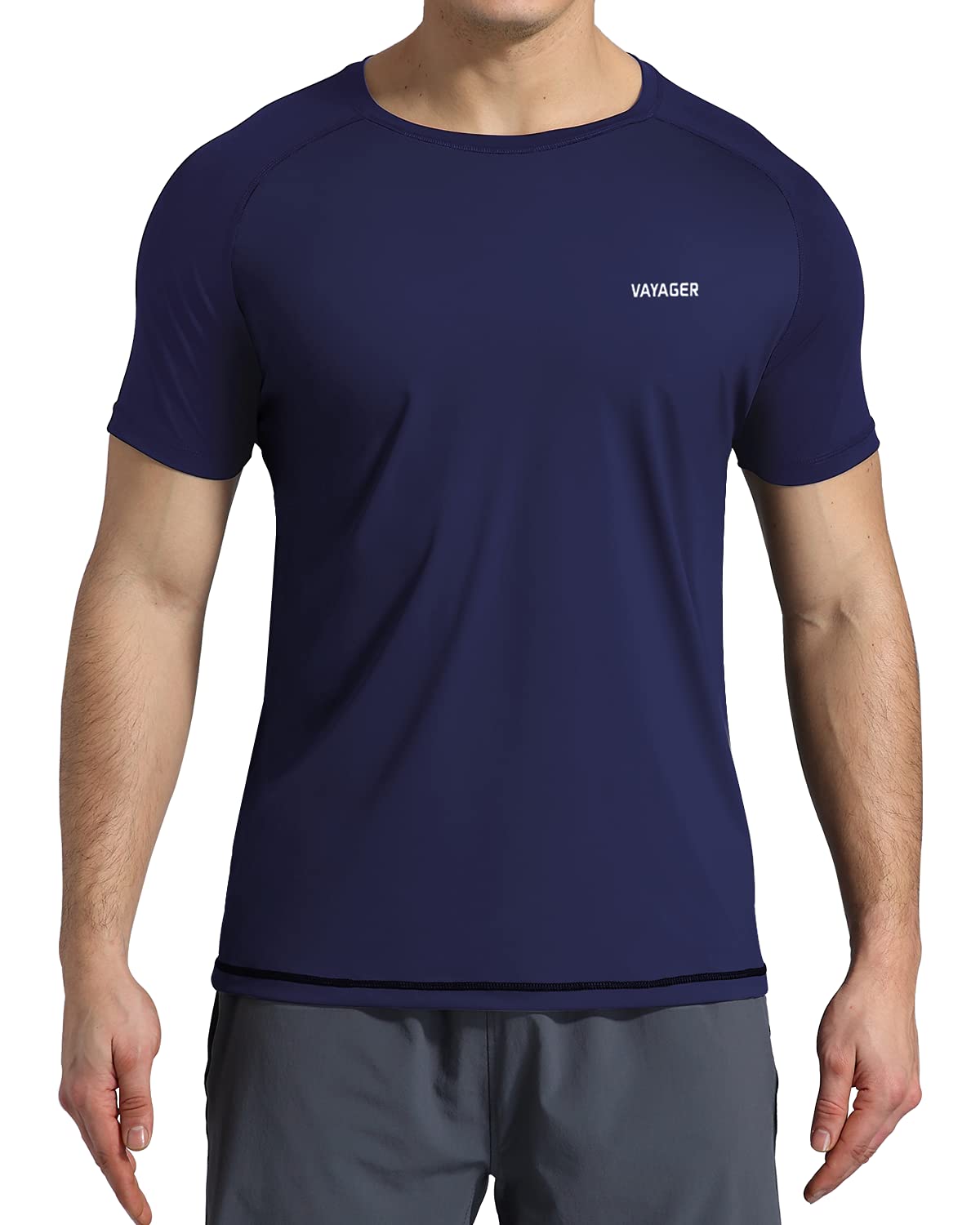 VAYAGER Men's Swim Shirts Rash Guard UPF 50+ T Shirts Quick Dry Loose Fit Water Surfing Shirt(Navy-L) - Opticdeals