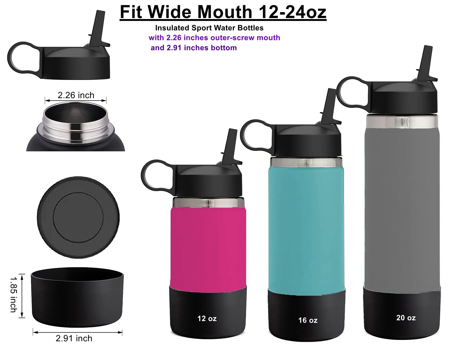 The Mass Straw Lid and Boot for Hydro Flask Wide Mouth and Other Brand Insulated - Opticdeals