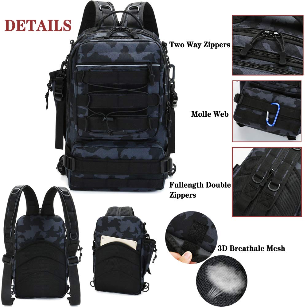 Fishing Tackle Backpack Storage Bag (Standard 14.5 * 9 * 5.5 inch Black - Opticdeals