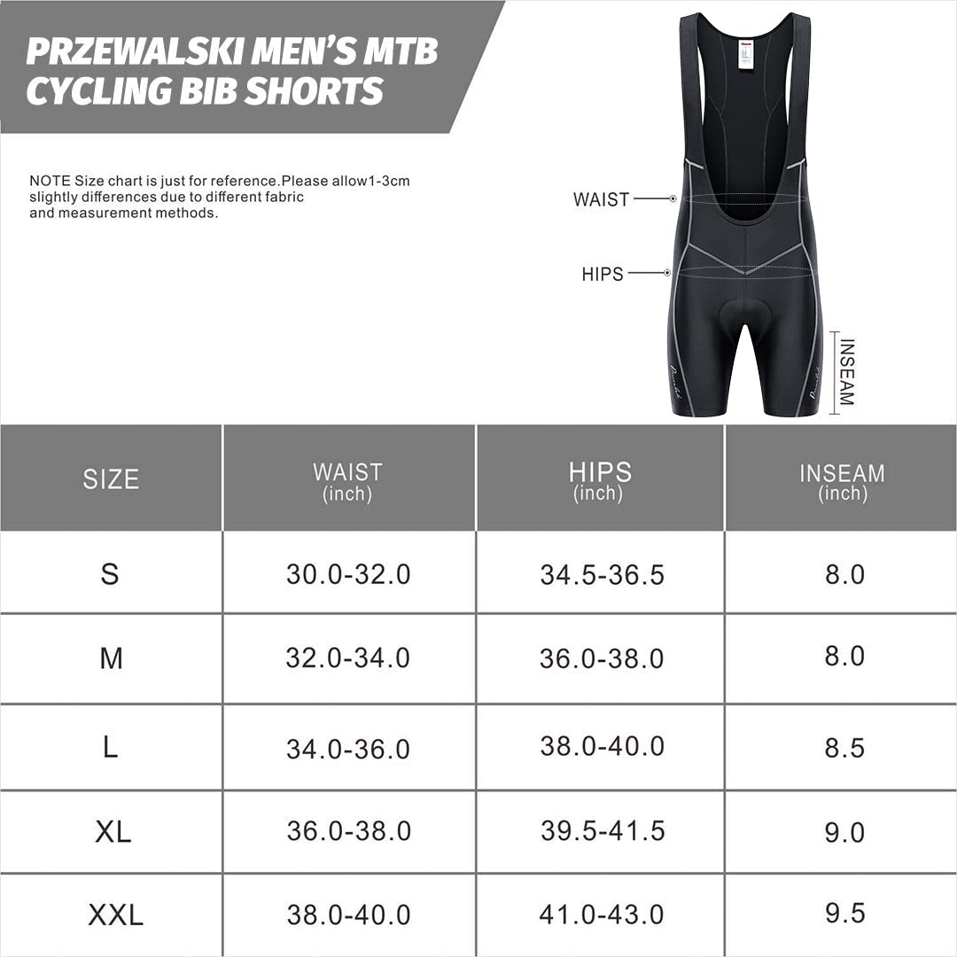 Przewalski Men’s 3D Padded Cycling Bike Bib Shorts, Bicycle Biking Bib Shorts - Opticdeals