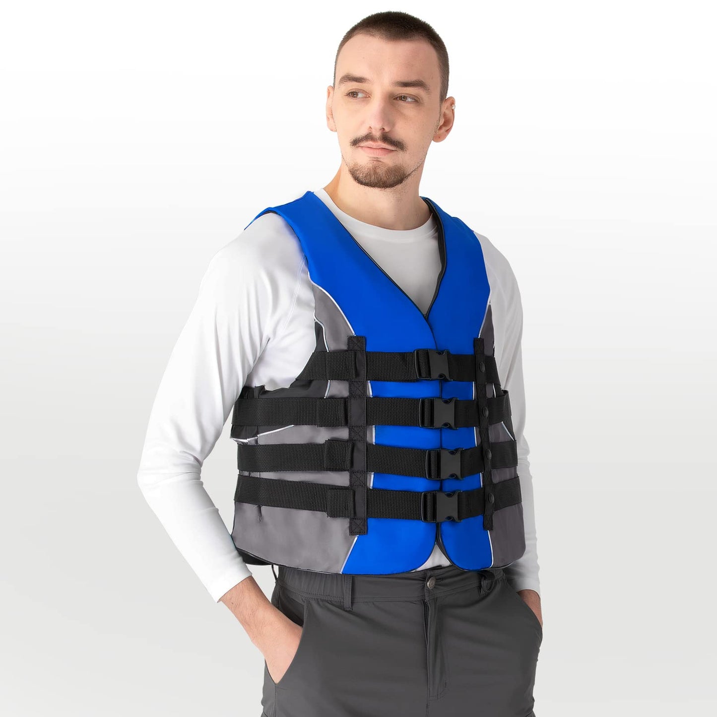 XGEAR Adult USCG Life Jacket Vest Water Sports (Blue, XXL) - Opticdeals