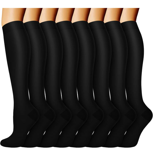 ACTINPUT 8 Pairs Compression Socks Women & Men Sz L/ XL 15-20mmHg  Black - Opticdeals