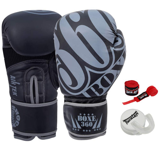 Boxing X Gloves Set with Hand Wrap & Mouth Guard Best for Workout Artificial - Opticdeals