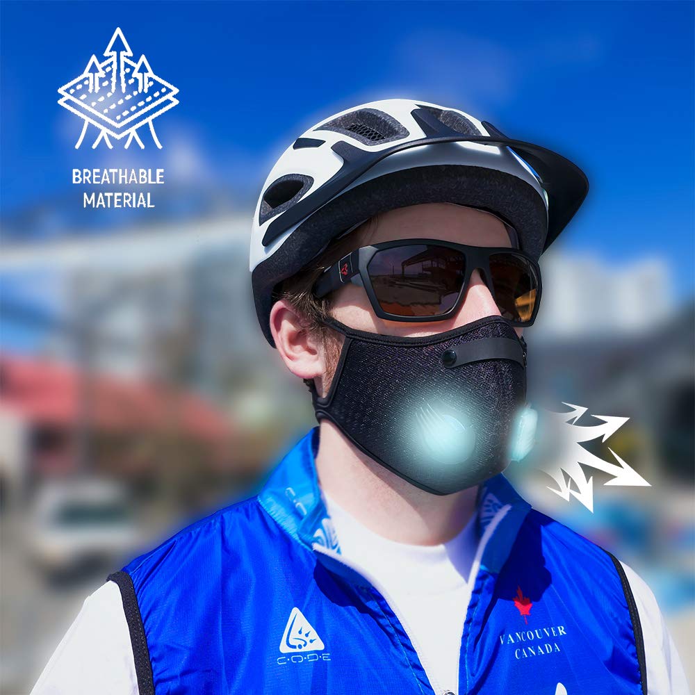 2 Adjustable Reusable Sports, Dust Face Masks  6 Replaceable Filters  2 Valves - Opticdeals