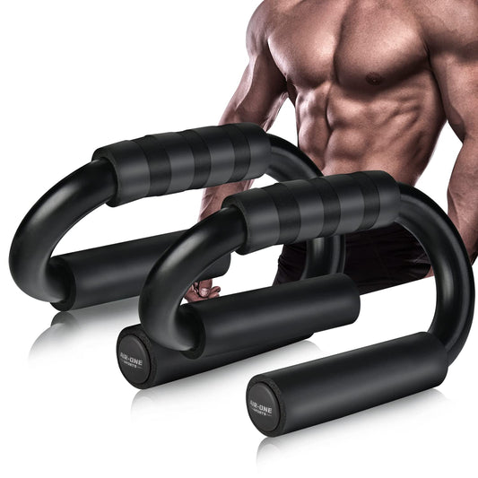 KitchLife AIR-ONE SPORTS Push Up Bars - 480 lb Capacity, Extra Thick Non-Slip Foam Grips, Sturdy Structure, Ideal for Home Gym Strength Training, Black