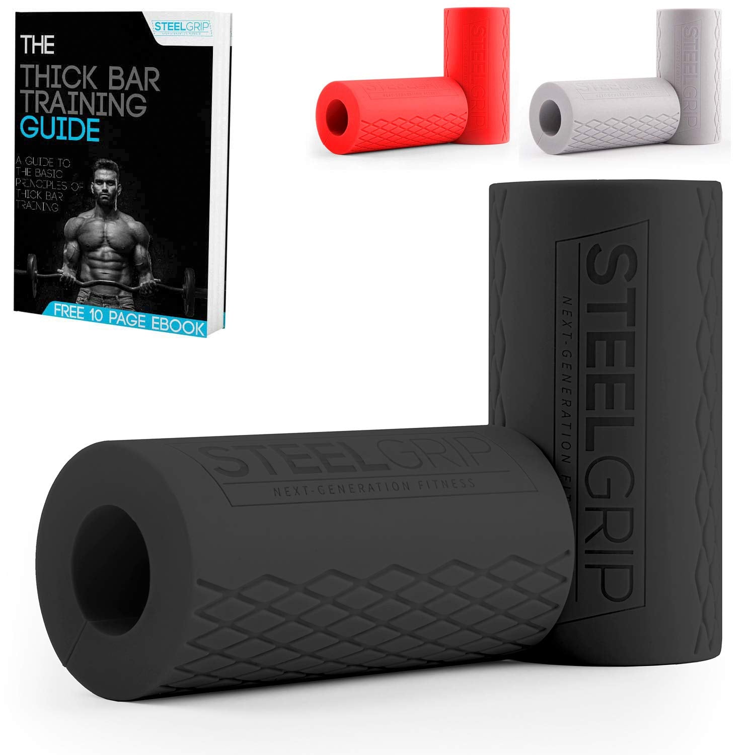 Steelgrip Thick Bar Grips for Dumbbell and Barbell, Fat Silicone Arm Blasters - Opticdeals