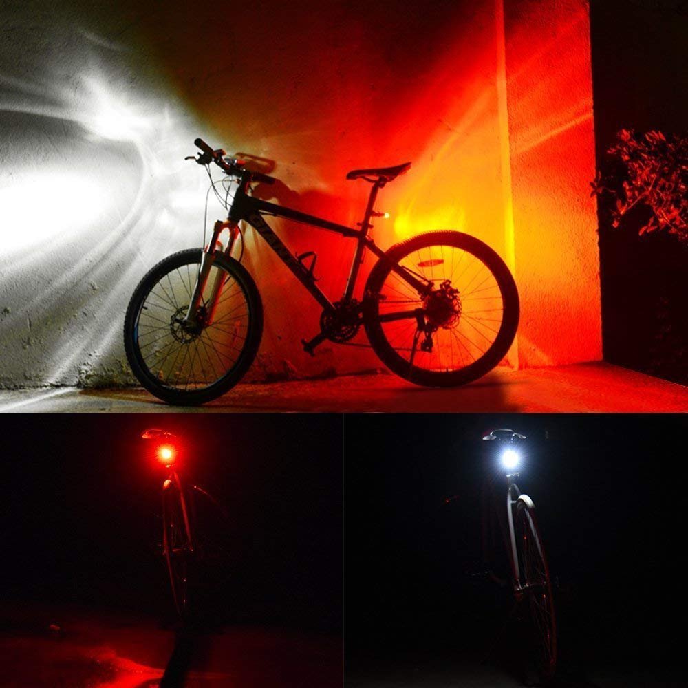 Akale Rechargeable Bike Lights Set2 Pack, LED Bicycle Lights Front and Rear, - Opticdeals