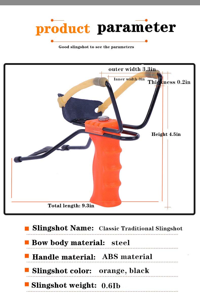 liuyi Slingshot Adult Outdoor Precision Metal Steel Slingshot Professional Hunting Slingshot Combination Set Heavy-Duty Launch Belt high-Speed Flat Round Rubber Band (Orange Classic Tradition) - Opticdeals