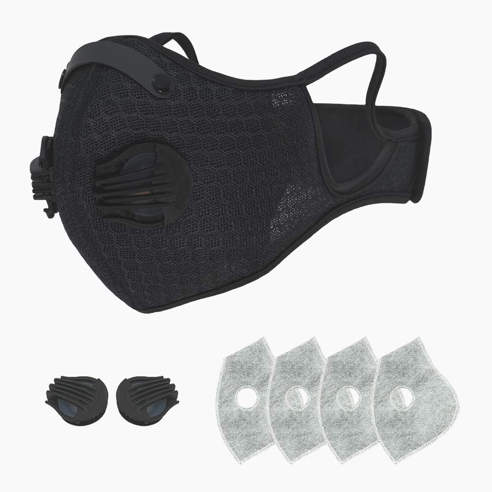 2 Adjustable Reusable Sports, Dust Face Masks  6 Replaceable Filters  2 Valves - Opticdeals