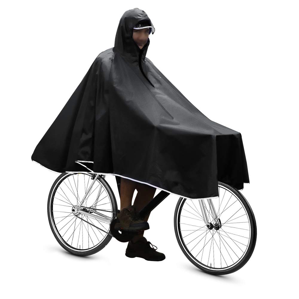 Anyoo Waterproof Rain Poncho Bike Bicycle Rain Capes Lightweight Compact Reusable for Adults Black - Opticdeals