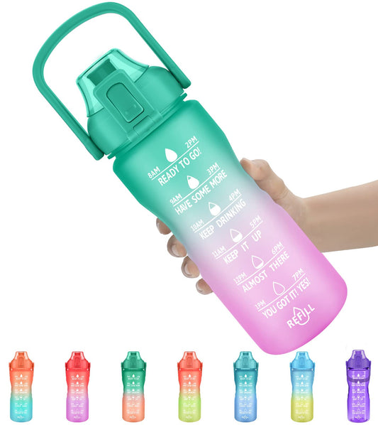 PASER 32oz Motivational Water Bottle with Time Marker & Handle, Fast Flow Tritan - Opticdeals