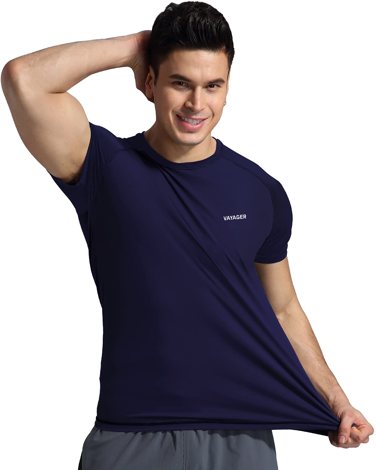 VAYAGER Men's Swim Shirts Rash Guard UPF 50+ T Shirts Quick Dry Loose Fit Water Surfing Shirt(Navy-L) - Opticdeals