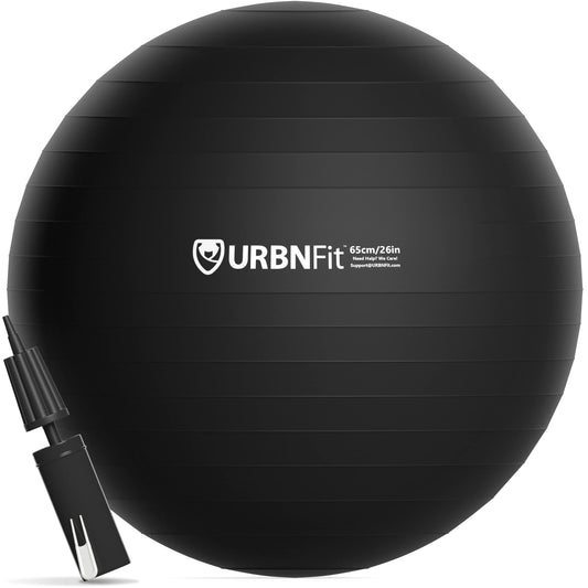 URBNFit Exercise Ball - Yoga Ball w/Pump Black 18 in - Opticdeals