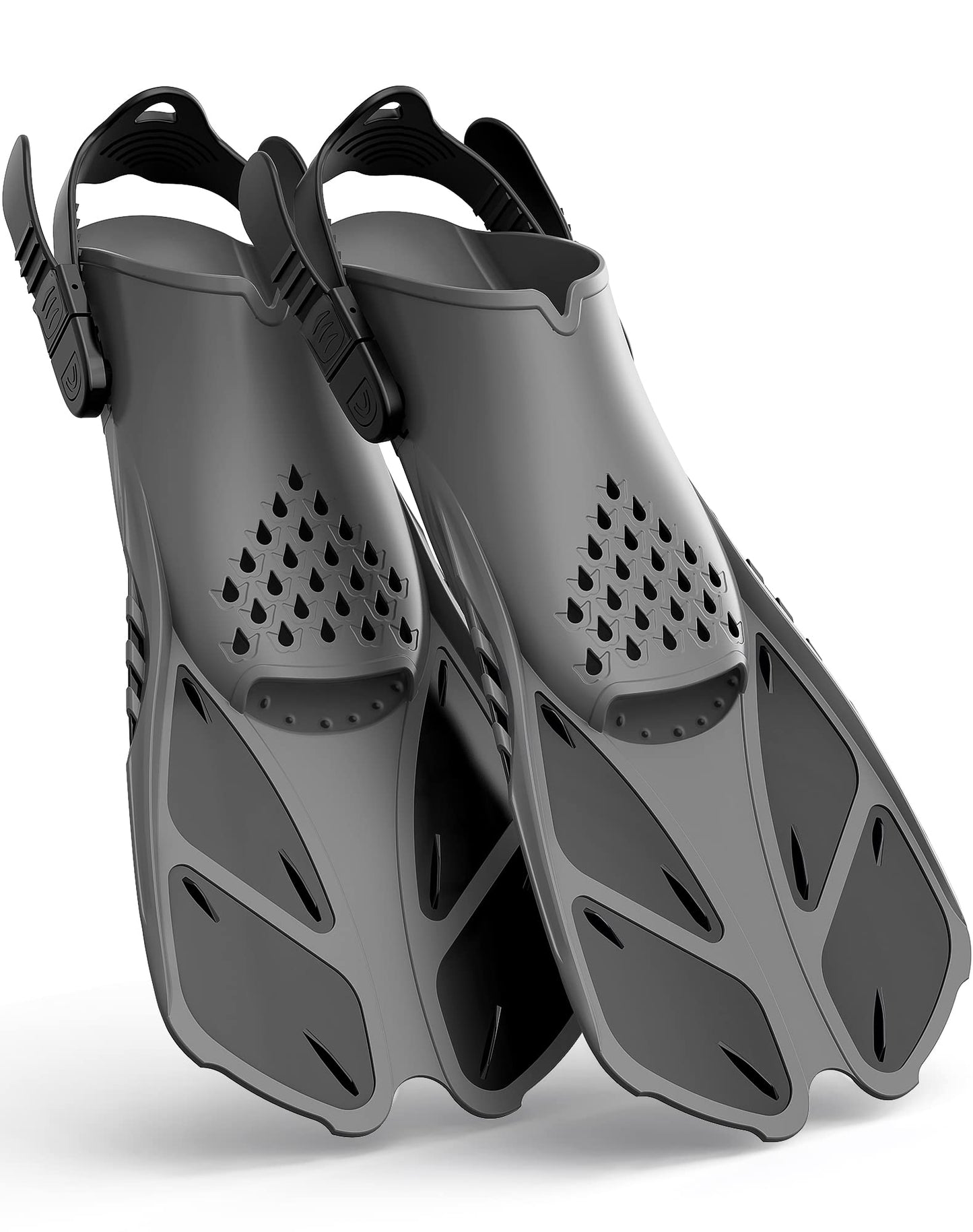 Greatever Snorkel Fins Adjustable Buckles Open Heel Swim Flippers Travel Size Short Swim Fins for Snorkeling Diving Swimming Adult Men Womens - Opticdeals