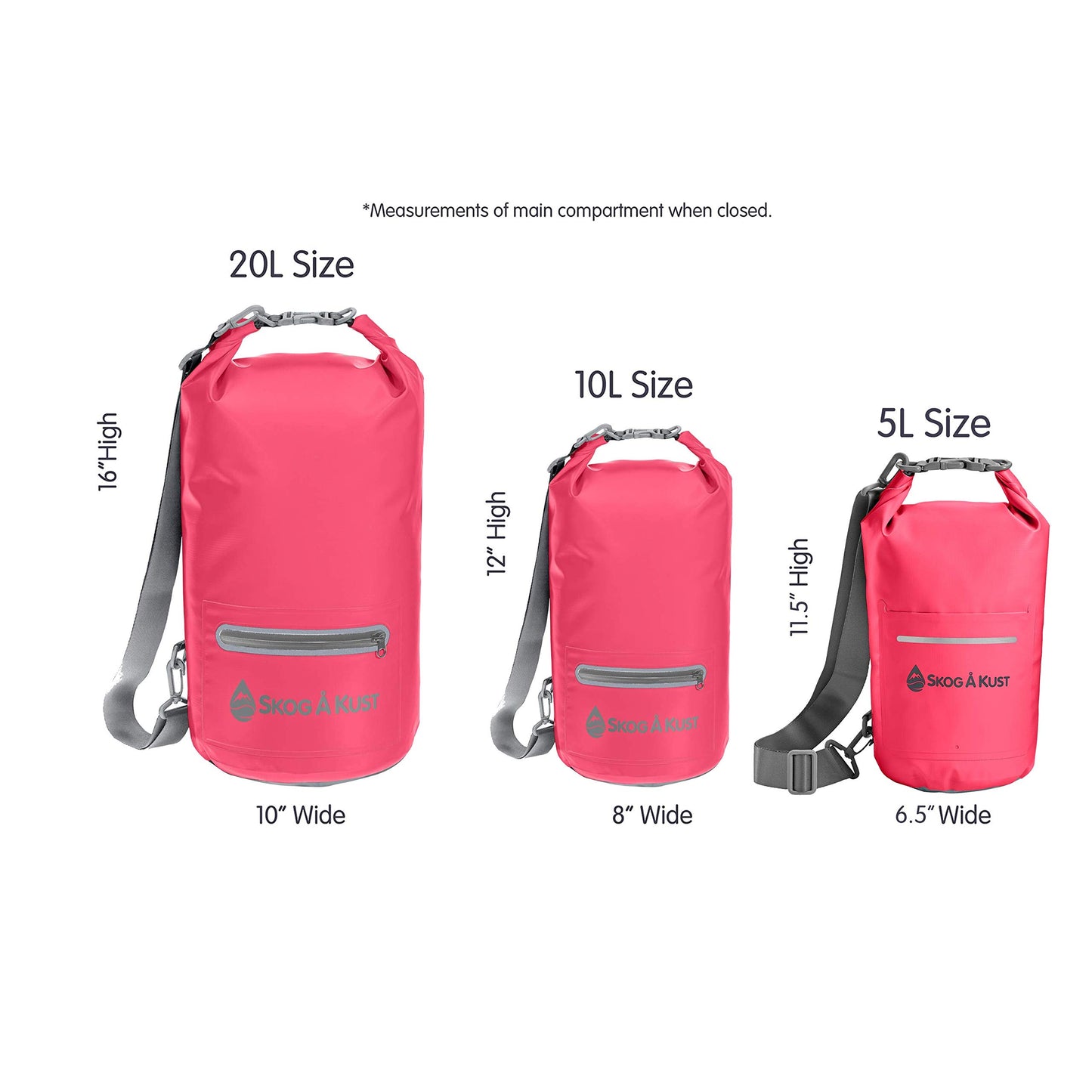 Skog Å Kust DrySak Waterproof Dry Bag | 10L Pink - Opticdeals