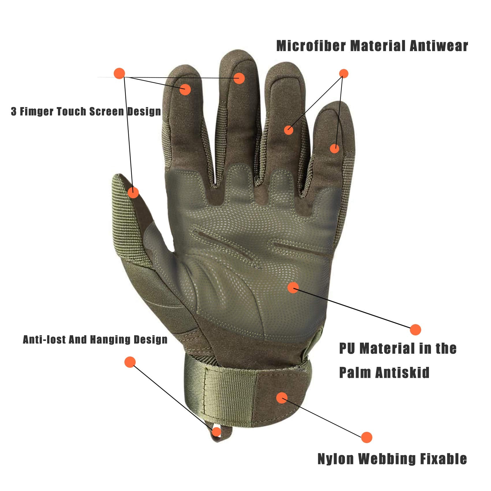 Tactical Army Military Gloves  Men Sz XL Army Green Hard Knuckle - Opticdeals