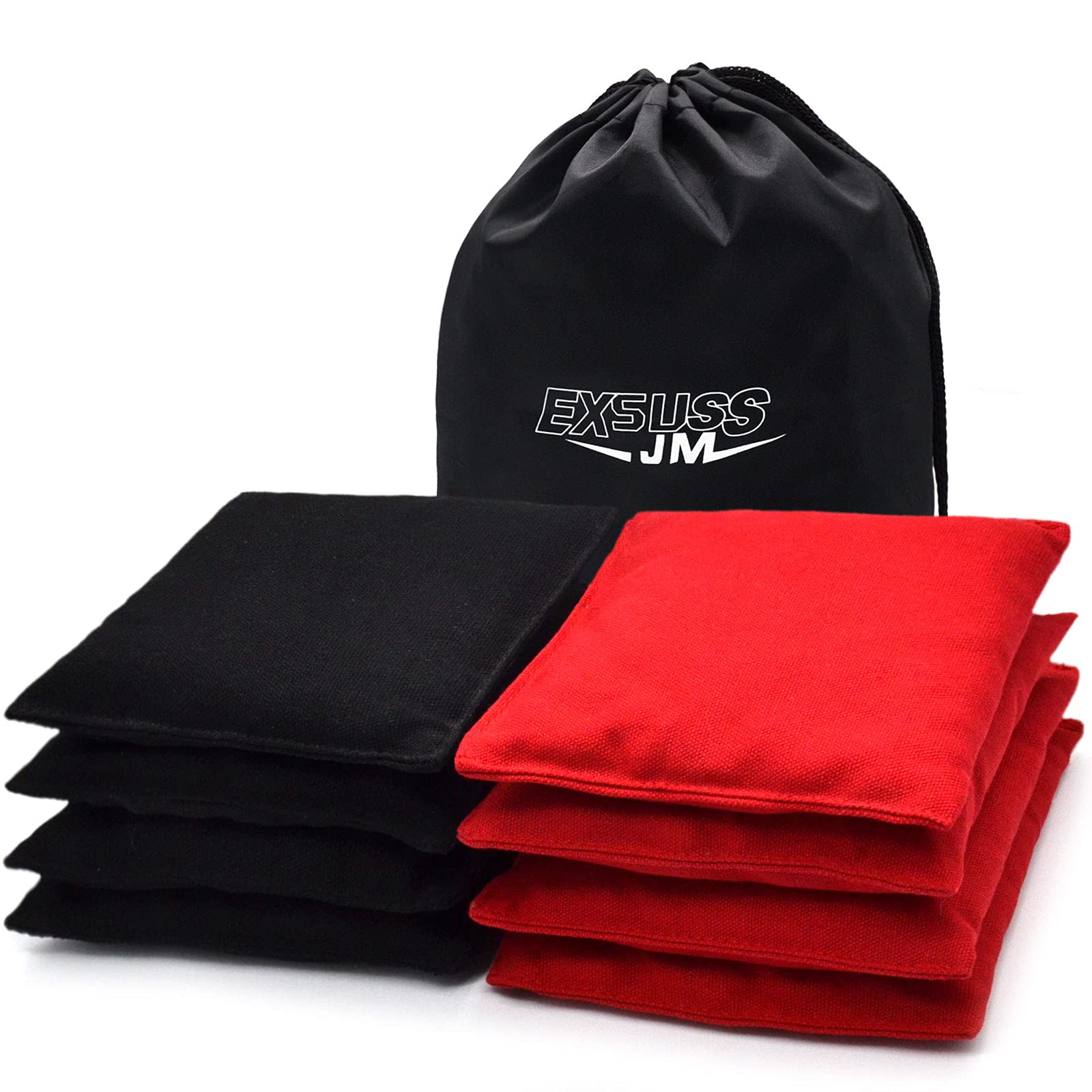 Corn Hole Bags, Set of 8 Weather Resistant Standard Regulation (Black/Red) - Opticdeals