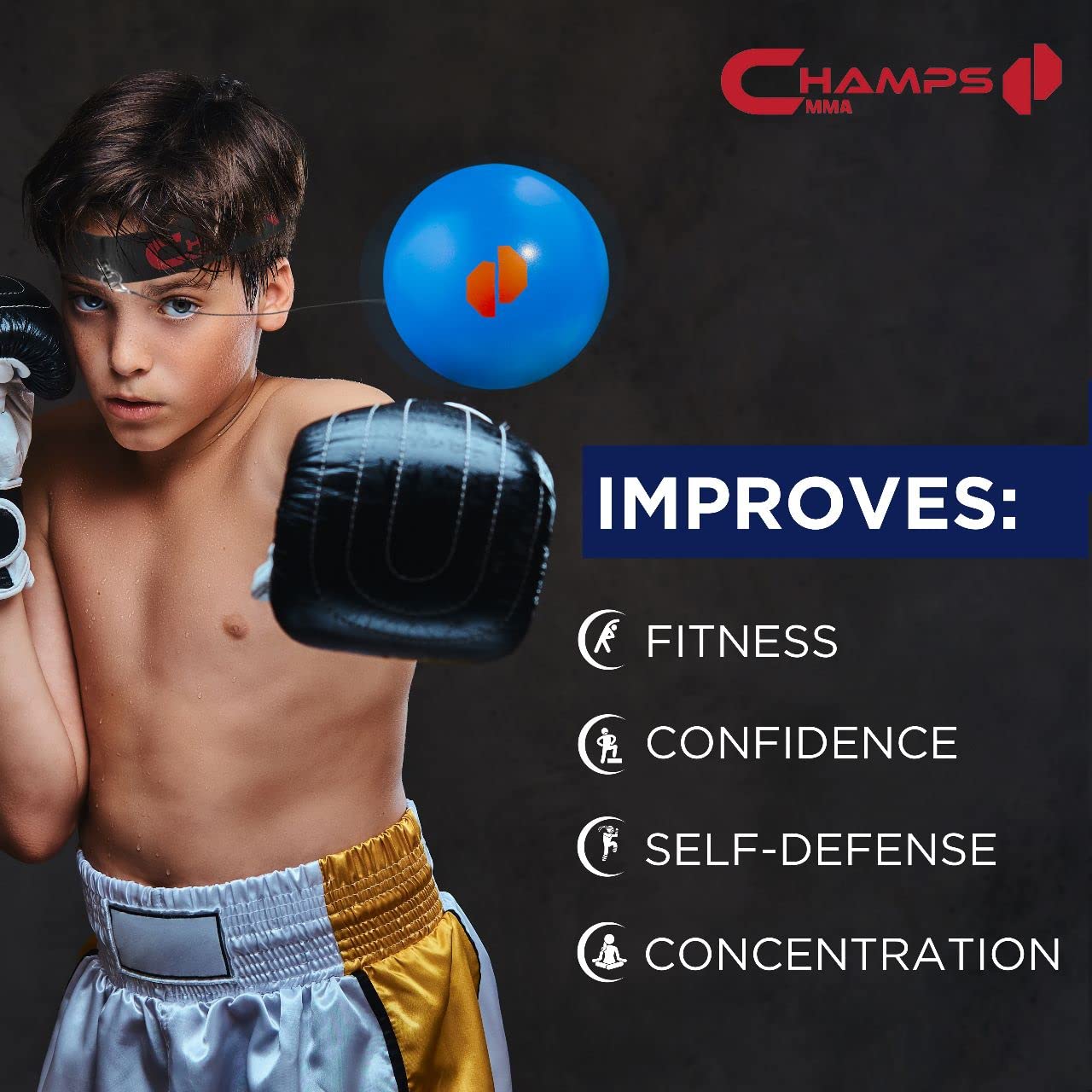 CHAMPS MMA Boxing Reflex Ball -Improve Reaction Speed and Hand Eye Coordination - Opticdeals