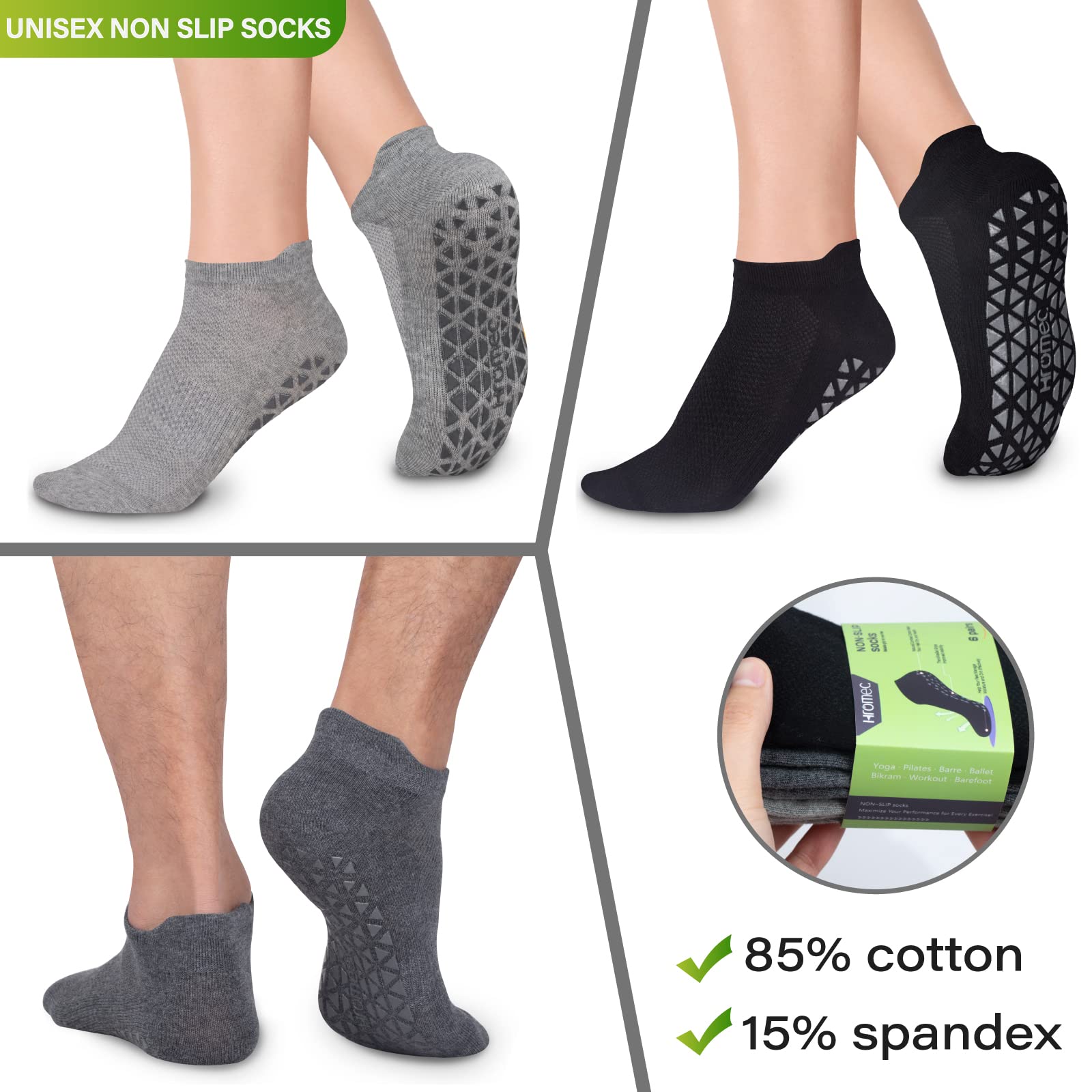 Non Slip Yoga Socks with Grips Anti Skid  Sz M Womens Shoe size 7.5  Pilates - Opticdeals